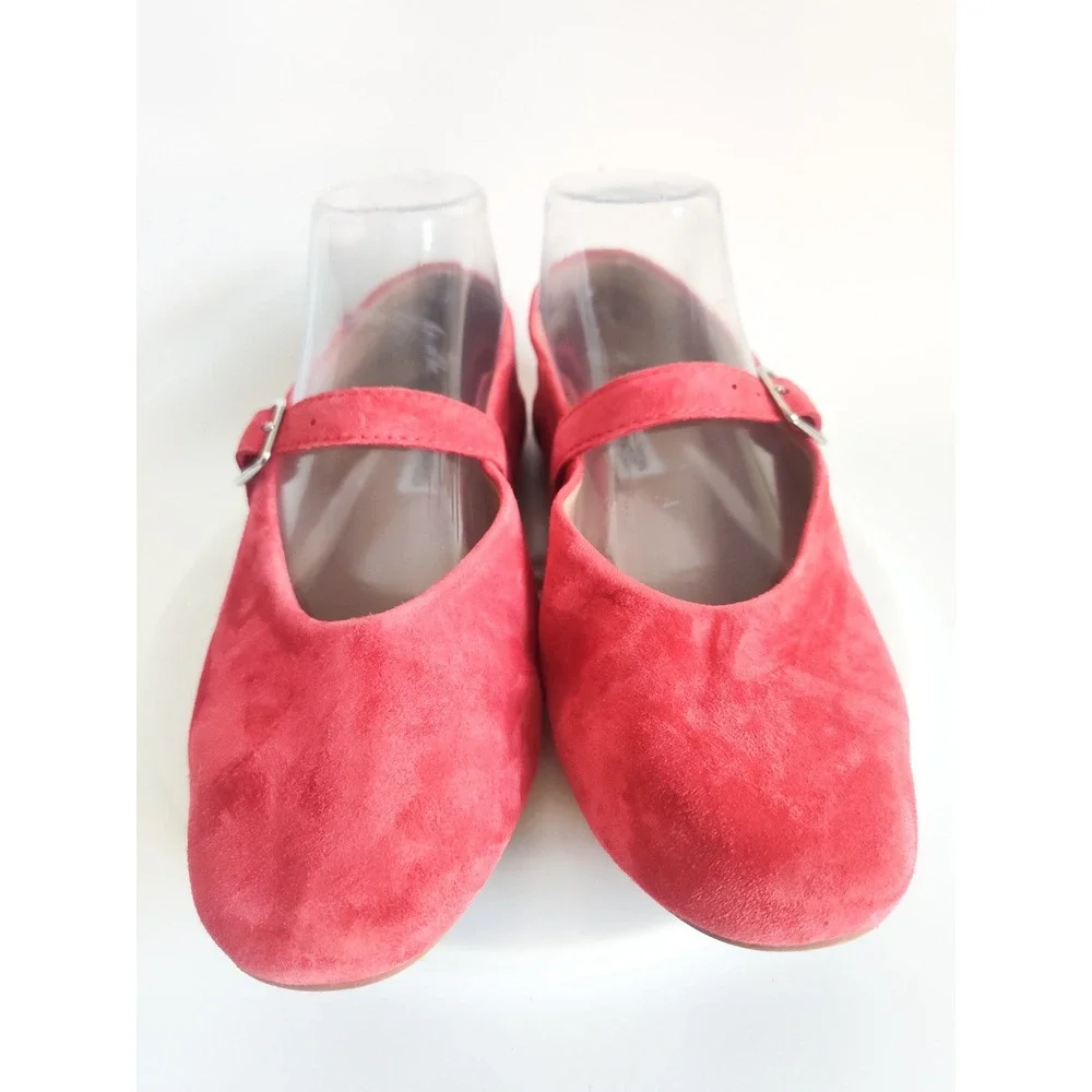 New Steve Madden Flats 6.5 Mary Jane Red Suede Dreaming Buckle Strap Academia